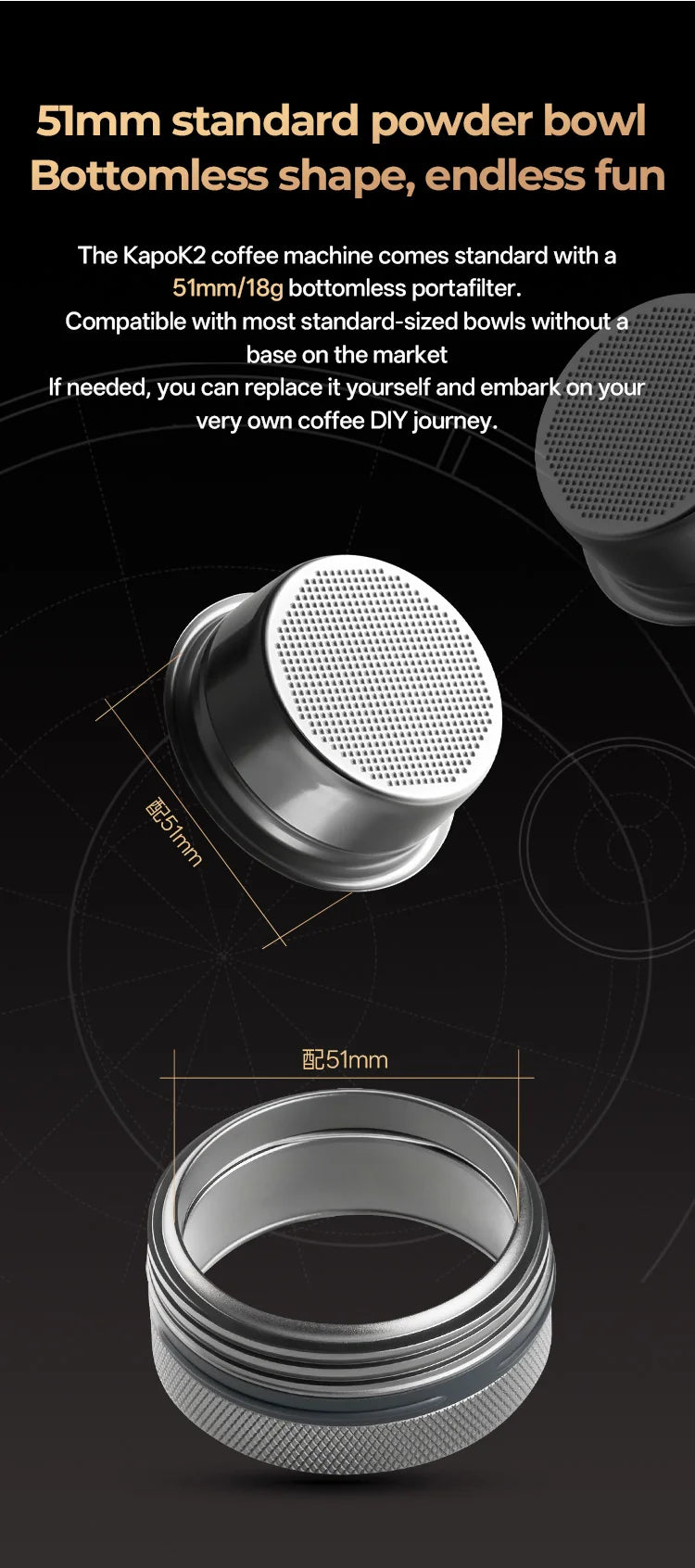 IKAPE Kapo K2 Portable Coffee Machine/Bluetooth connection/Timer Function,51/58mm Espresso Bottomless Portafilter,Camping/Home