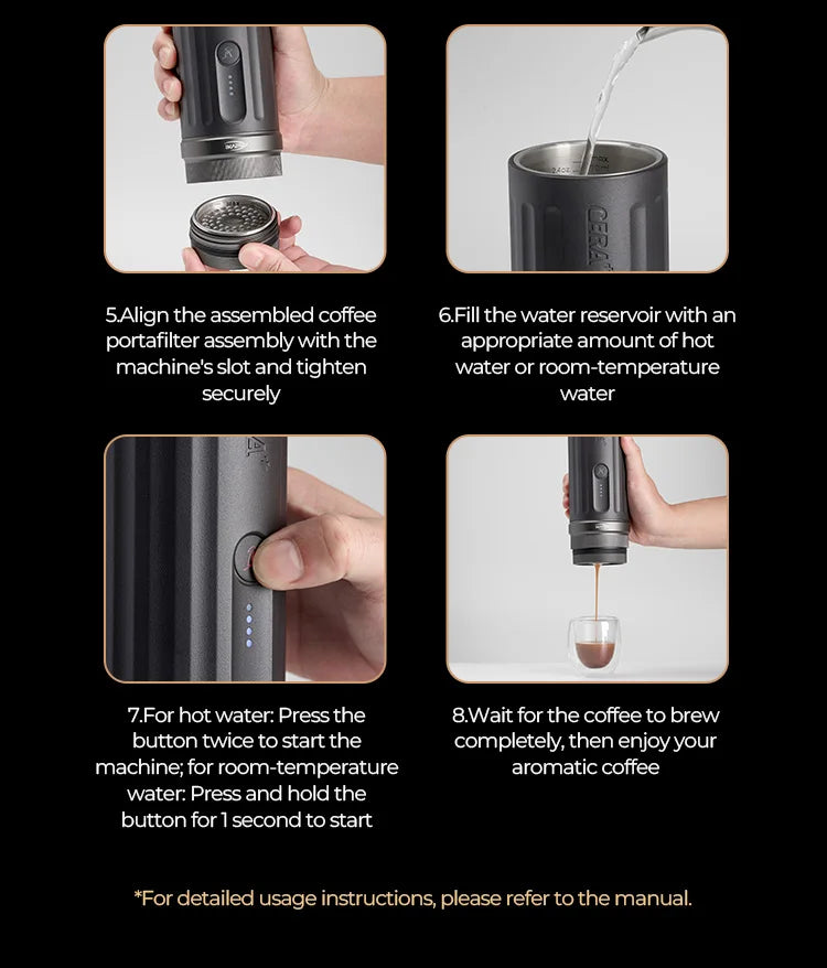 IKAPE Kapo K2 Portable Coffee Machine/Bluetooth connection/Timer Function,51/58mm Espresso Bottomless Portafilter,Camping/Home