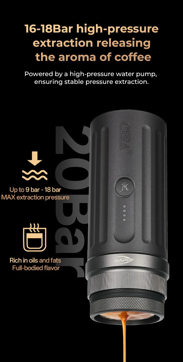 IKAPE Kapo K2 Portable Coffee Machine/Bluetooth connection/Timer Function,51/58mm Espresso Bottomless Portafilter,Camping/Home