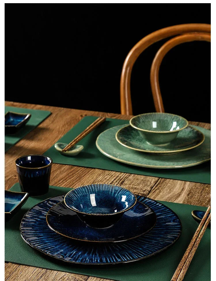Kiln Change Ceramic Dinner Plate Rice Bowl Dish Tableware Household Dinnerware
