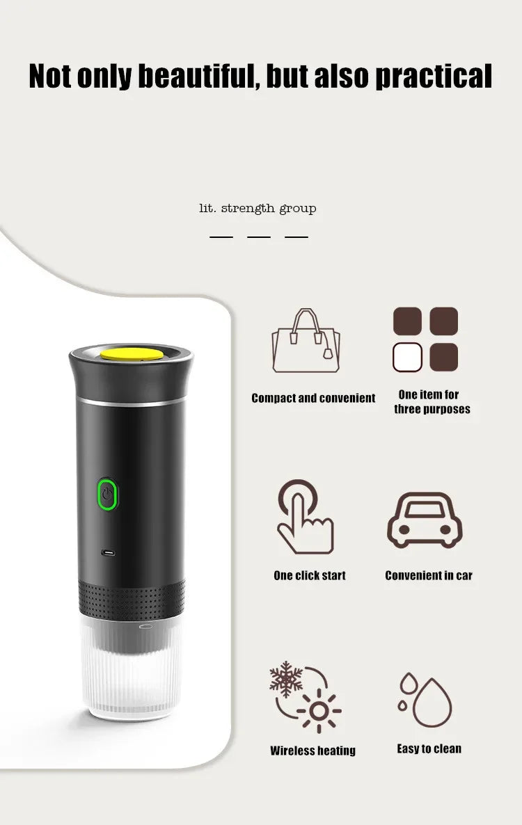 Wireless Electric Portable Espresso 3-in-1 Coffee Machine for Car & Home Camping Coffee Maker Capsule Powder Travel Coffee Maker