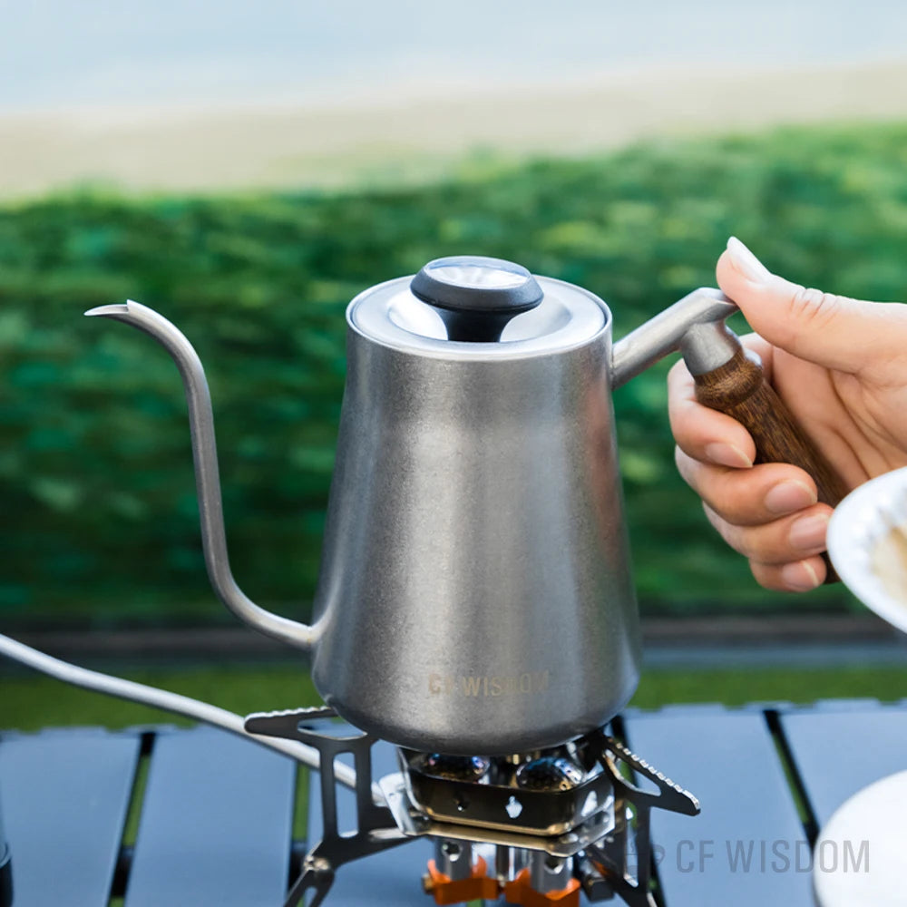 CF WISDOM Vintage 600ml Stainless Steel Pour Over Coffee Kettle - Retro Design, Gooseneck Spout, Ideal for Hand Drip Coffee & Te