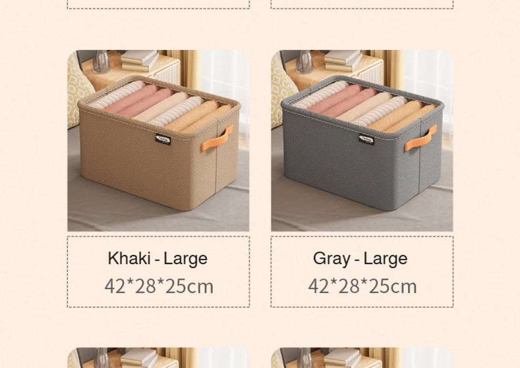 Home Clothing Storage Bin, Thickened Fabric Foldable Organizer with Steel Frame, Clothes/Pants Storage Box, for Closet/Bedroom