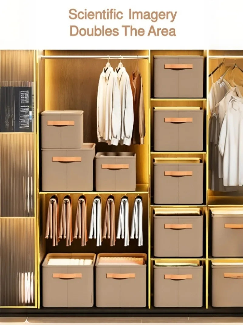 Home Clothing Storage Bin, Thickened Fabric Foldable Organizer with Steel Frame, Clothes/Pants Storage Box, for Closet/Bedroom