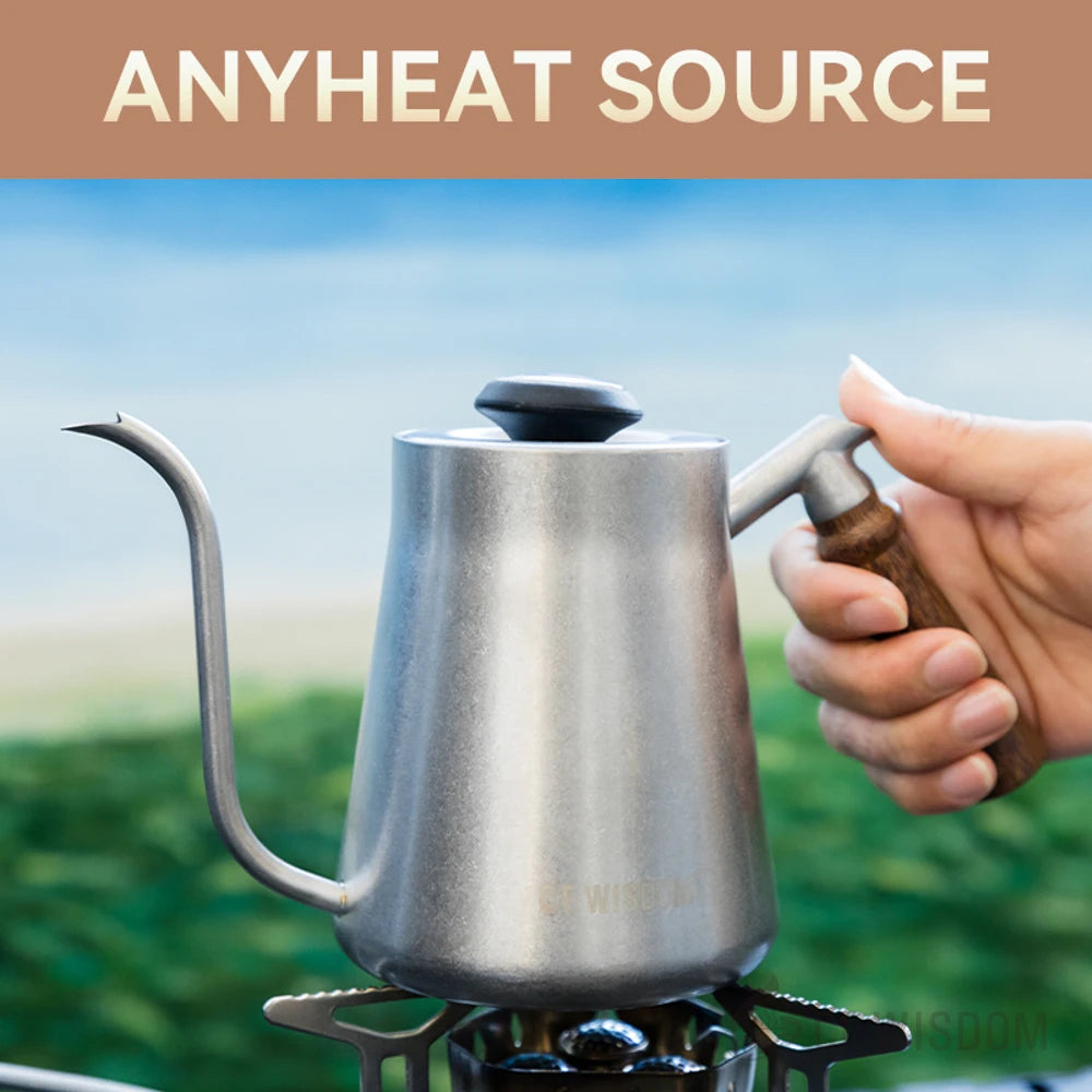 CF WISDOM Vintage 600ml Stainless Steel Pour Over Coffee Kettle - Retro Design, Gooseneck Spout, Ideal for Hand Drip Coffee & Te