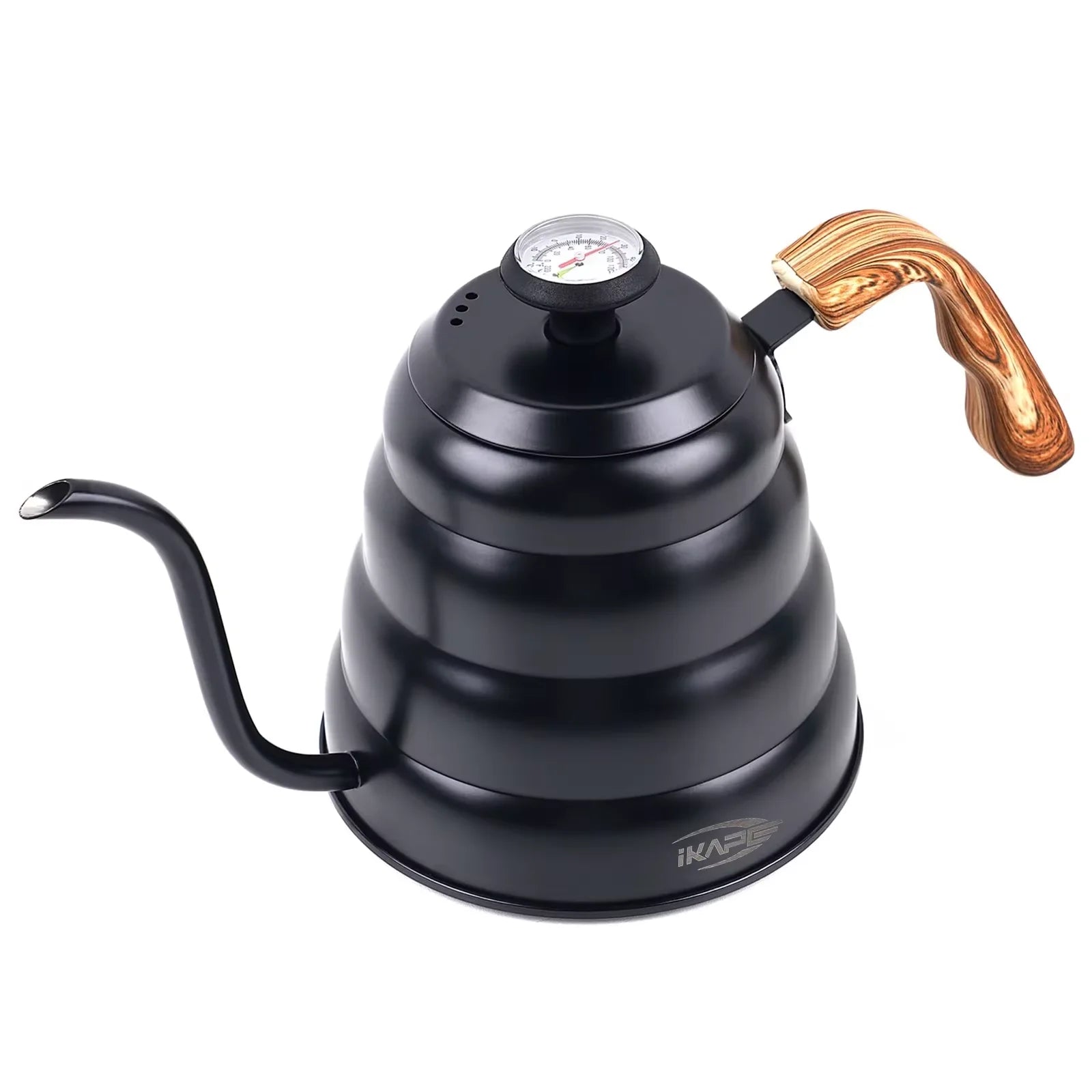 IKAPE Espresso Pour Over Coffee Kettle, Gooseneck Tea Kettle, Premium Stainless Steel Kettle Body，40 oz with Thermometer