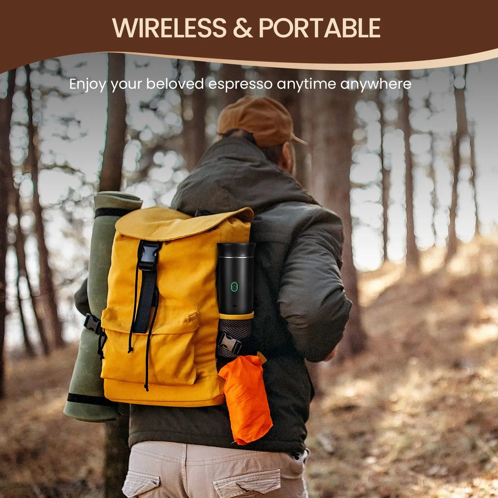 Portable espresso machine, coffee maker for on the go, 3-in-1 rechargeable coffee maker for the car, compatible with ground coff