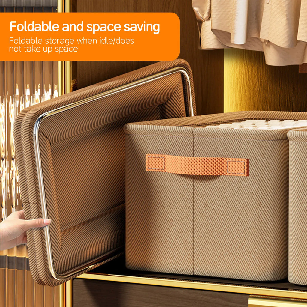 Closet Storage Box for Sweaters, Heavy Duty Fabric Organizer for Thick Clothes Pants Jeans, Foldable Drawer Divider with Handles