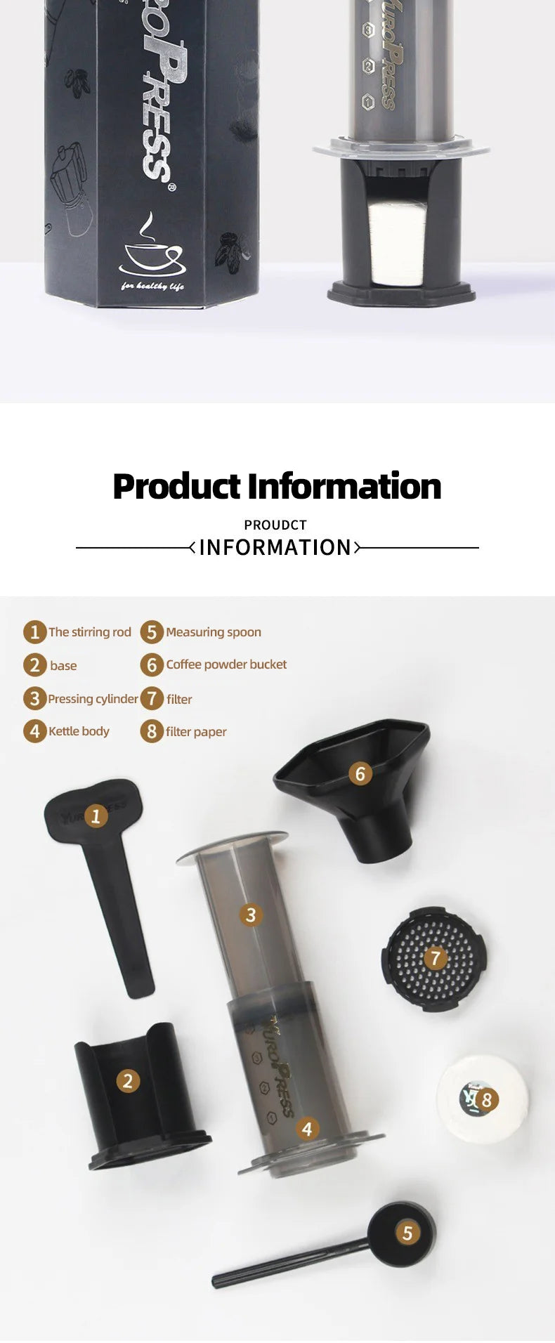 YRP Coffee Maker Portable Espresso Coffee Machine French press for Car & Home Camping Travel  Coffee Pot Air Press Ae&ropress