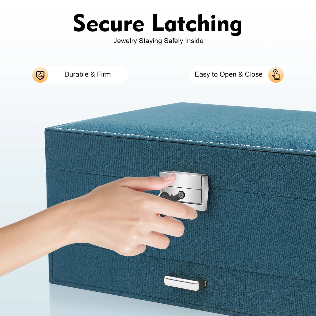 3-Tier Jewelry Box Dark Green Suede Fabric Rings Earrings Bracelets Drawer Organizer Small Item Sorting Storage Tool