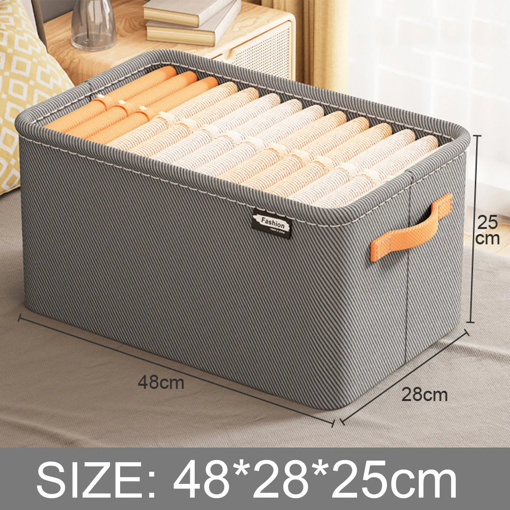 Closet Storage Box for Sweaters, Heavy Duty Fabric Organizer for Thick Clothes Pants Jeans, Foldable Drawer Divider with Handles