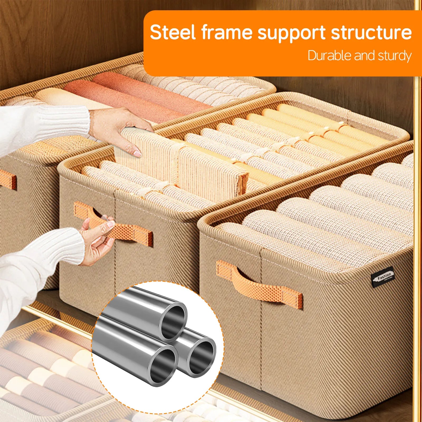 Closet Storage Box for Sweaters, Heavy Duty Fabric Organizer for Thick Clothes Pants Jeans, Foldable Drawer Divider with Handles