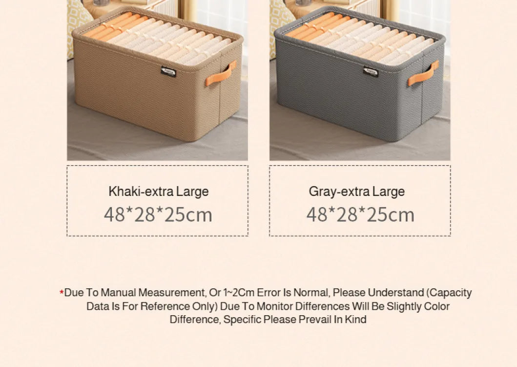 Home Clothing Storage Bin, Thickened Fabric Foldable Organizer with Steel Frame, Clothes/Pants Storage Box, for Closet/Bedroom