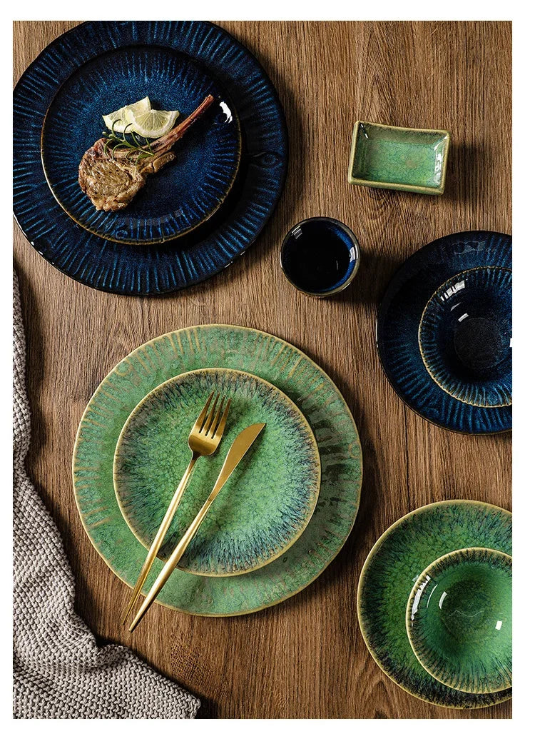 Kiln Change Ceramic Dinner Plate Rice Bowl Dish Tableware Household Dinnerware
