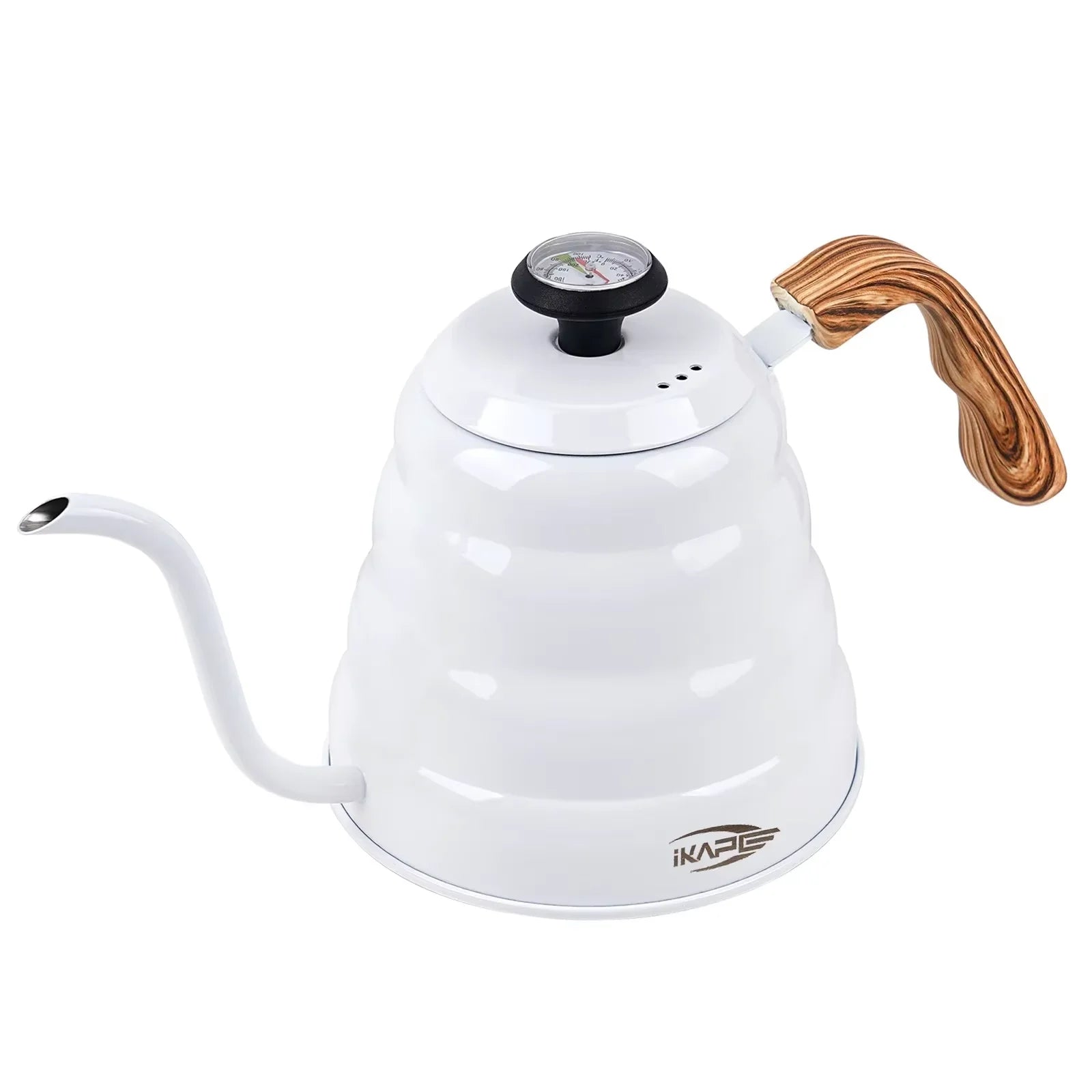 IKAPE Espresso Pour Over Coffee Kettle, Gooseneck Tea Kettle, Premium Stainless Steel Kettle Body，40 oz with Thermometer