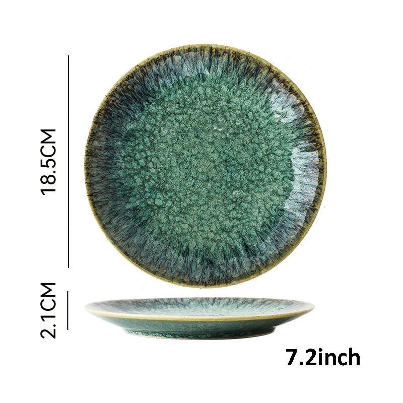 Kiln Change Ceramic Dinner Plate Rice Bowl Dish Tableware Household Dinnerware