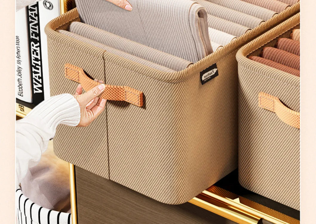 Home Clothing Storage Bin, Thickened Fabric Foldable Organizer with Steel Frame, Clothes/Pants Storage Box, for Closet/Bedroom