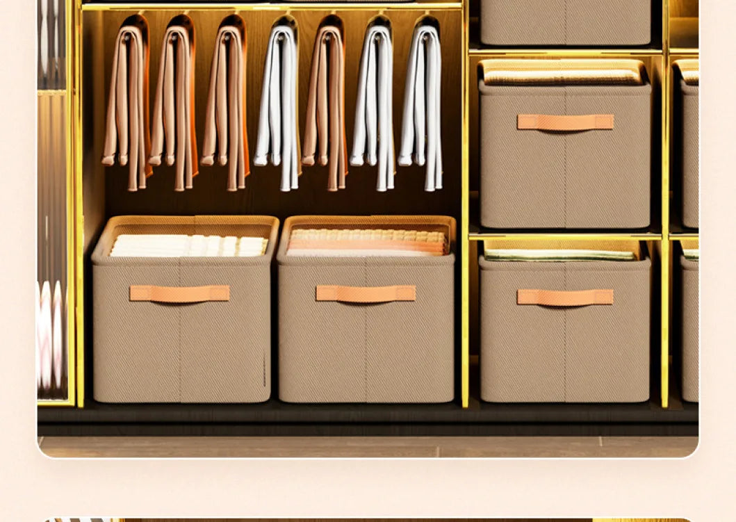 Home Clothing Storage Bin, Thickened Fabric Foldable Organizer with Steel Frame, Clothes/Pants Storage Box, for Closet/Bedroom