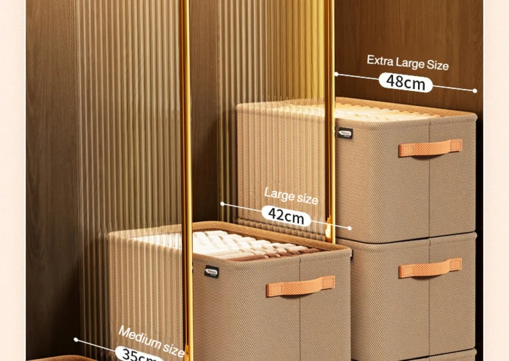 Home Clothing Storage Bin, Thickened Fabric Foldable Organizer with Steel Frame, Clothes/Pants Storage Box, for Closet/Bedroom