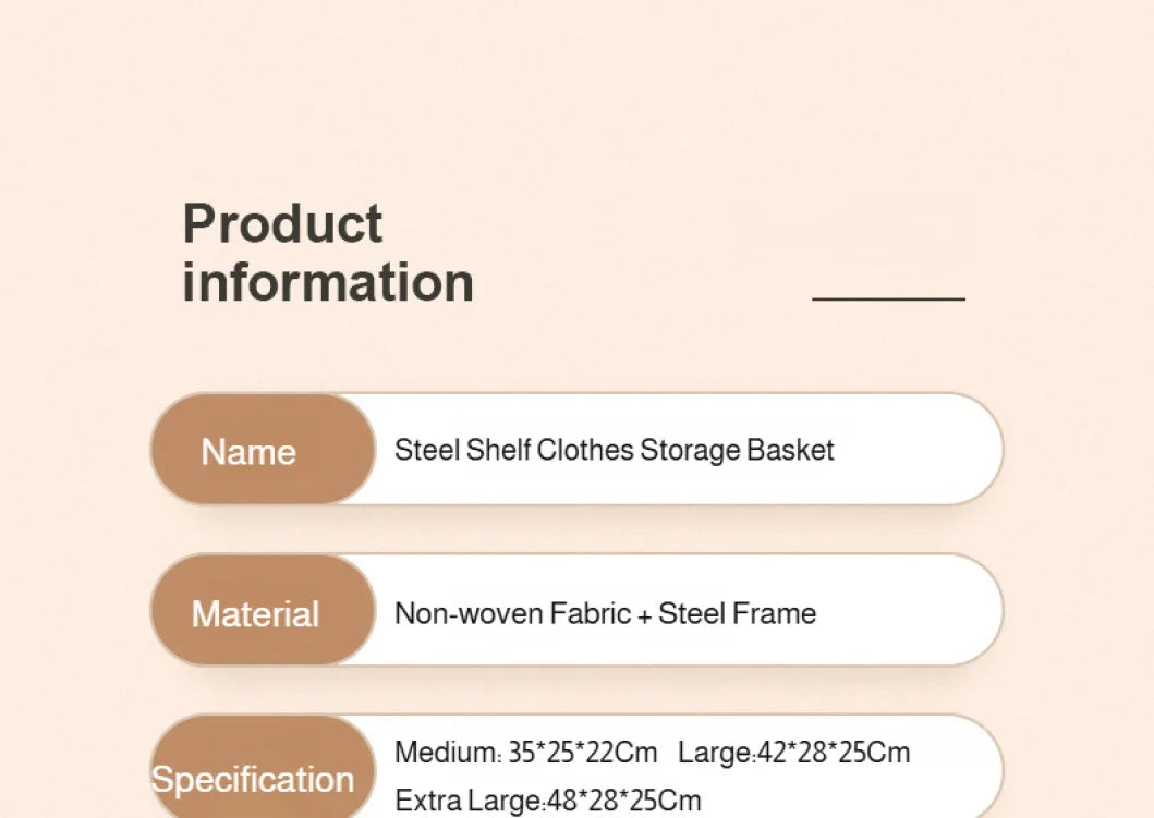 Home Clothing Storage Bin, Thickened Fabric Foldable Organizer with Steel Frame, Clothes/Pants Storage Box, for Closet/Bedroom