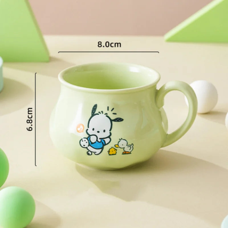 For Sanrio Pochacco Ceramic Children's Divided Plate Round Compartmented Dinner Plate Cartoon Mug Microwave Available Tableware