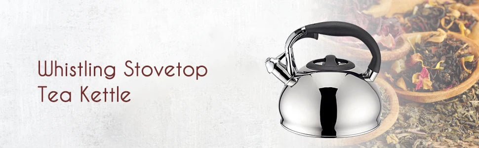 Easyworkz Whistling Stovetop Tea Kettle Food Grade Stainless Steel Hot Water Tea Pot With Loud Whistle,2.65 Quart(2.5l)