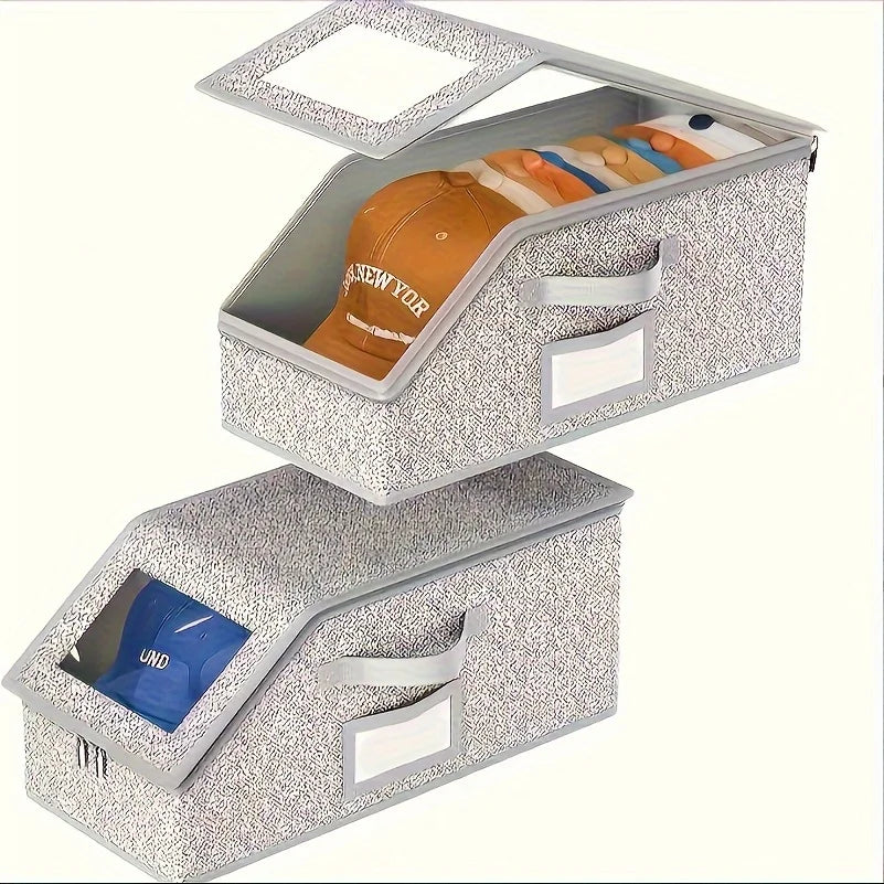 1PC multifunctional dust-proof zipper fabric storage box, large capacity wardrobe organizer, stackable for hats, clothes, dolls