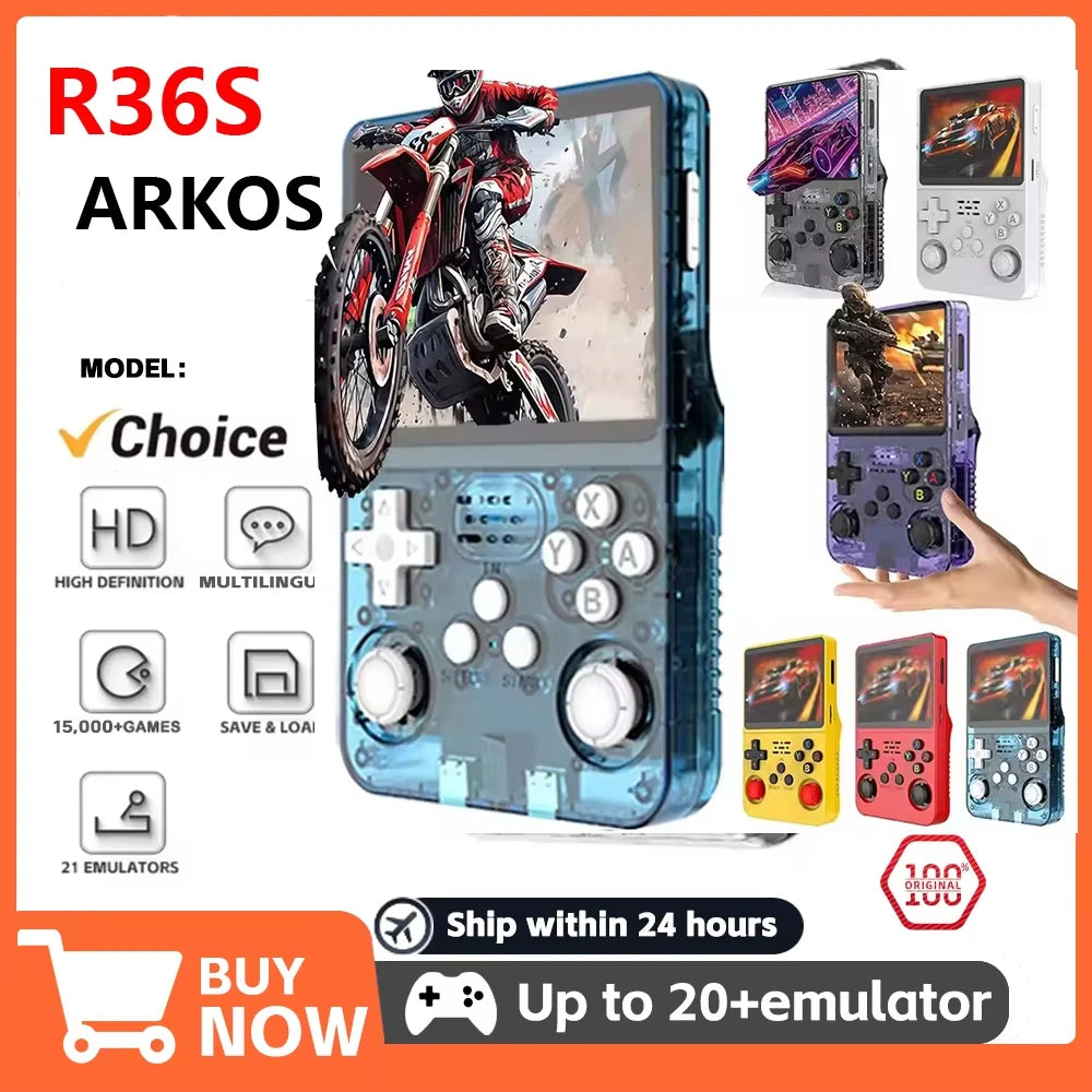 R36S Retro Handheld Video Game Console Linux System 3.5 Inch IPS Multiple colors are available Screen Portable Player 64GB Games