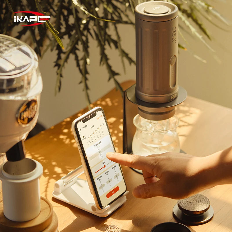 IKAPE Portable Bluetooth Wireless Electric Espresso Machine,Coffee 51mm Bottomless Portafilter,Ideal for Hiking/Camping/Home Use