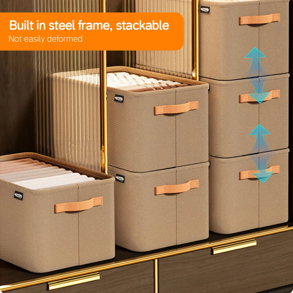 Closet Storage Box for Sweaters, Heavy Duty Fabric Organizer for Thick Clothes Pants Jeans, Foldable Drawer Divider with Handles