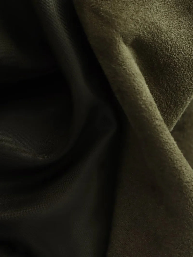 ETJ 2025  Spring new women's suede texture effect Loose version of fashion lapel shoulder bomber jacket