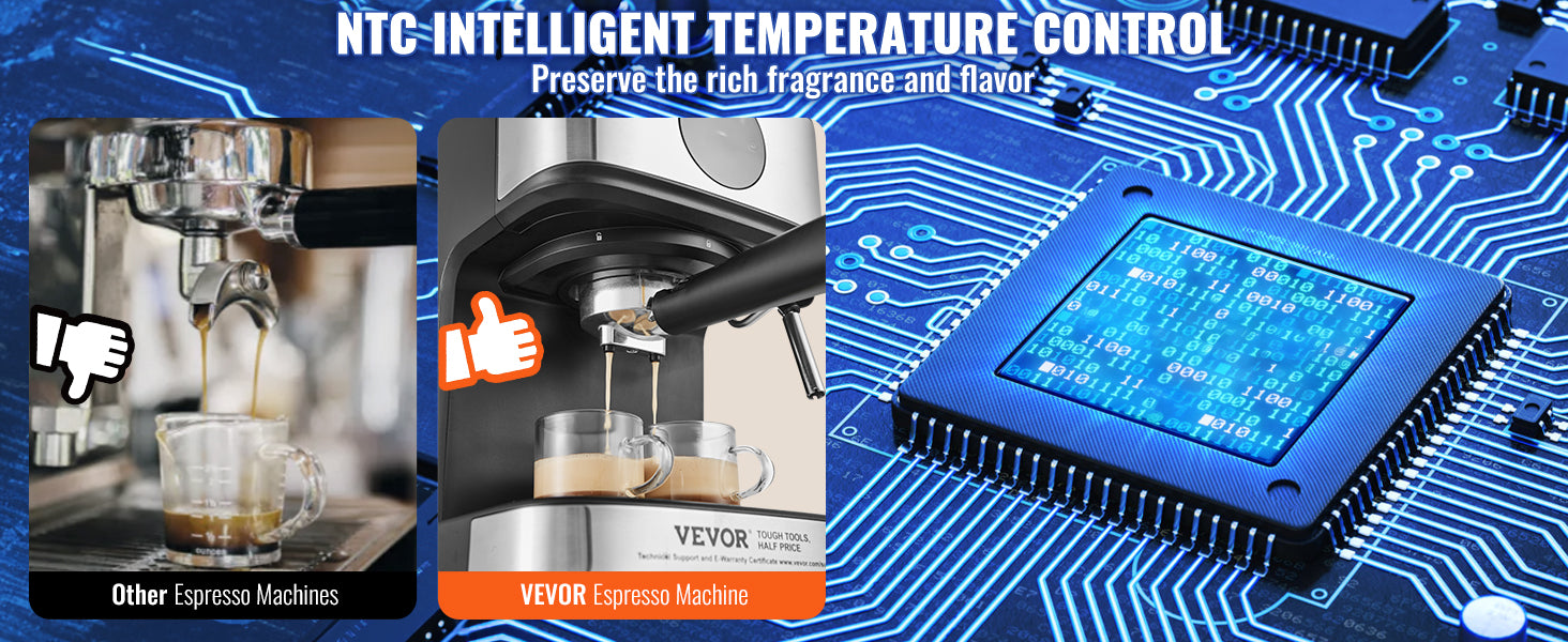 SucceBuy Espresso Machine 15 Bar Coffee and Espresso Maker w/ Milk Frother Steam Wand Professional Semi-Automatic Coffee Machine